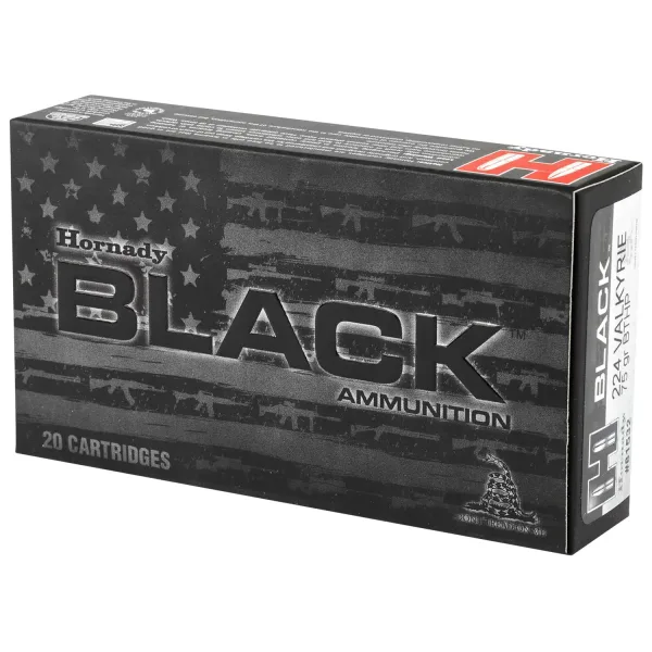 Hornady 81532 Black  224Valkyrie 75gr Boat Tail Hollow Point 20 Per Box/10 Case