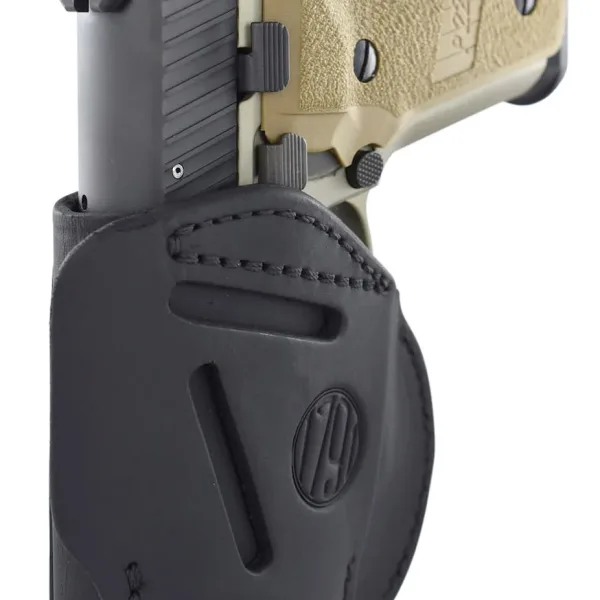 1791 Gunleather 4WH4SBLR 4-Way  IWB/OWB Size 04 Stealth Black Leather Belt Clip Compatible w/Glock 26/Springfield XD/XDS/S&W M&P Shield Plus Right Hand