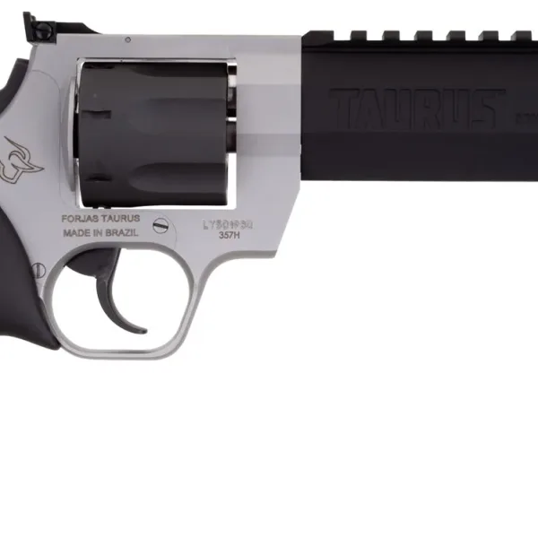 Taurus 2454065RH Raging Hunter  454 Casull 5rd 6.75" Matte Black Oxide Cylinder & Barrel Matte Stainless Steel Frame Black Rubber with Integrated Red Cushion Insert Grip