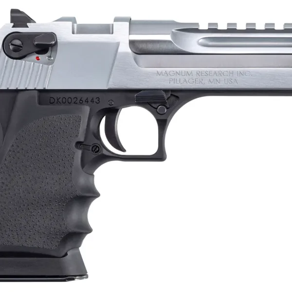 Magnum Research DE357L5BC Desert Eagle L5 357 Mag 5" with Muzzle Brake 9+1 Black Hardcoat Anodized Aluminum Frame Brushed Chrome Carbon Steel Slide Black Hogue Wraparound Rubber Grip