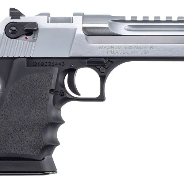 Magnum Research DE44L5BC Desert Eagle L5 44 Rem Mag 5" with Muzzle Brake 8+1 Black Hardcoat Anodized Aluminum Brushed Chrome Carbon Steel Slide Black Hogue Wraparound Rubber Grip