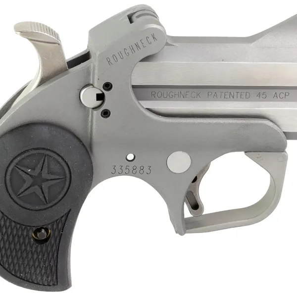 Bond Arms BARN Roughneck  45 ACP 2rd 2.50" Stainless Steel  Double Barrel & Frame, Rebounding Hammer, Blade Front/Fixed Rear Sights, Black Rubber Grip, Manual Safety