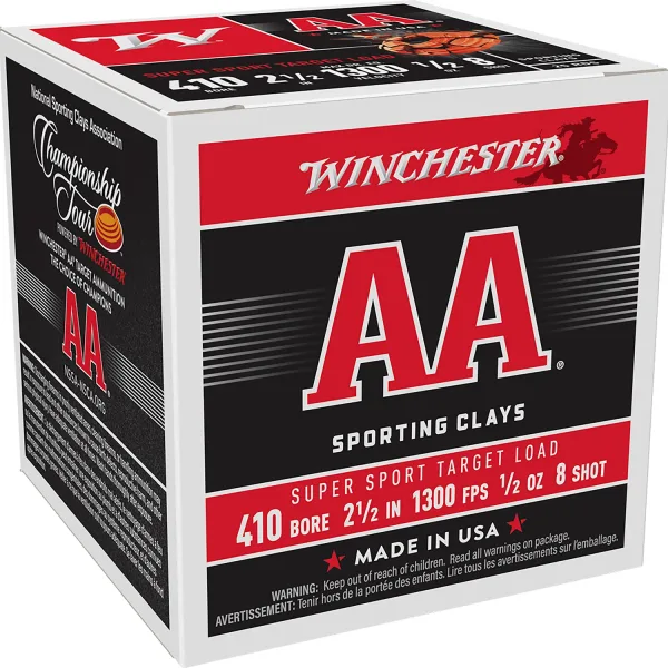 Winchester Ammo AASC418 AA Super Sport Sporting Clay 410Gauge 2.50" 1/2oz 8Shot 25 Per Box/10 Case