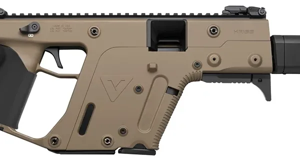 Kriss USA KV45CFD22 Vector CRB G2 45 ACP 10+1 16" Black Barrel Shroud, FDE Rec & Fixed Stock, Black California Paddle Grip, Flip Up Sights