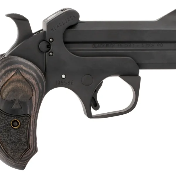 Bond Arms BABJ Black Jack  45 Colt (LC) 410 Gauge 2rd Shot 3.50" Black Black Steel Frame Black Ash Grips Features Silver Spade Above Hinge