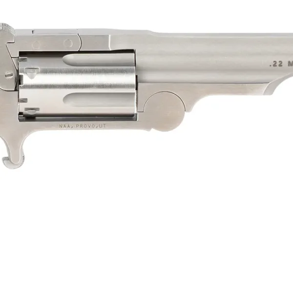 North American Arms 22MR4 Ranger II  22 WMR Caliber with 4" Barrel, 5rd Capacity Cylinder, Overall Stainless Steel Finish & Rosewood Boot Grip