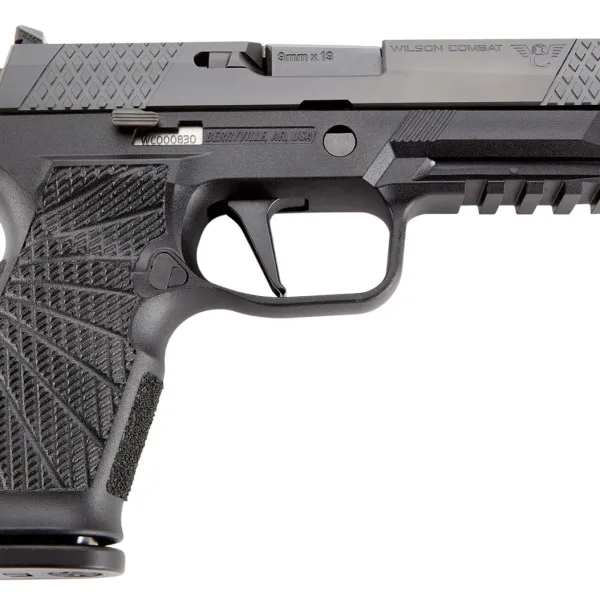Wilson Combat SIGWCP320F9BATS P320  9mm Luger 17+1 4.70" Black Steel Barrel, Black DLC Serrated Stainless Steel Slide, Black Polymer Frame w/Picatinny Rail, Straight Trigger, Black Polymer Grip