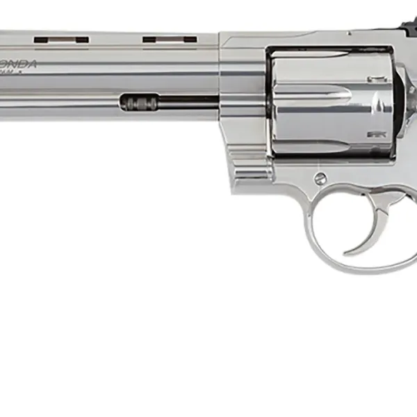 Colt Mfg ANACONDASP8RTS Anaconda  44 Mag 6 Shot 8" Stainless Recessed Target/Vent Rib Barrel, Cylinder & Frame, Black Hogue Rubber w/Finger Grooves Grip