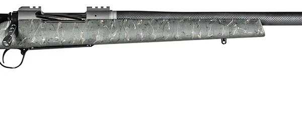 Christensen Arms CA10269815323 Summit TI  Full Size 28 Nosler 3+1, 26" Natural Titanium Steel Threaded Barrel, Natural Titanium Aluminum Receiver, Green w/Black/Tan Webbing Fixed Thumbhole Stock