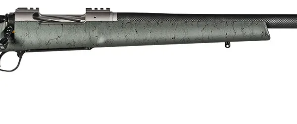Christensen Arms CA10269815322 Summit TI  Full Size 28 Nosler 3+1, 26" Natural Titanium Steel Threaded Barrel, Natural Titanium Aluminum Receiver, Green w/Black Webbing Fixed Thumbhole Stock