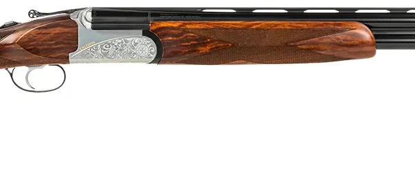 Fausti Usa, Inc 15802 Caledon  28 Gauge 2.75" 2rd 28" Blued Barrel, Engraved Stainless Rec, Wood Laser Grain Stock, Metallic Bead Sight