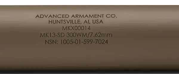 ADVANCED ARMAMENT COMPANY 65008 MK13-SD  30 Cal Rated Up To 300 Win Mag, FDE Titanium, 90T Taper Mount