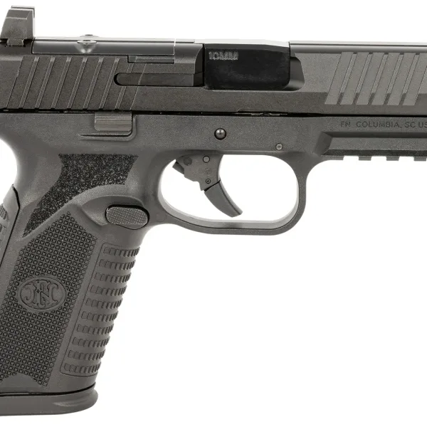 FN 66101381 510 MRD Full Size 10mm Auto 10+1, 4.10" Black Target Crown Steel Barrel, Black PVD Optic Cut/Serrated Steel Slide & Polymer Frame w/Picatinny Rail, Ambidextrous