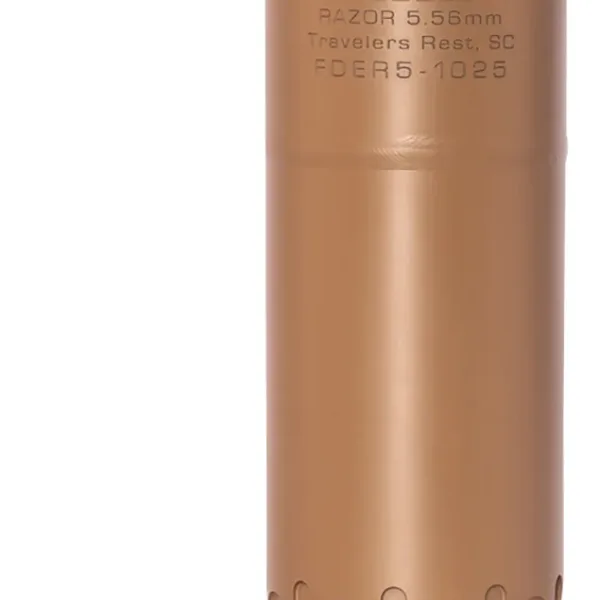 Rugged Suppressors RZRFDE556 Razor 556  22 Cal (5.56mm), 6.40" L FDE Stainless Steel, Includes 1/2"-28 M2 QD Brake