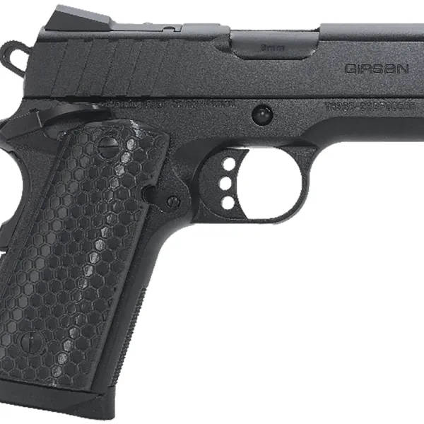 Girsan 391040 MC1911 SC Influencer Sub-Compact 9mm Luger 7+1 3.40" Blued Steel Barrel, Black Cerakote Optic Ready/Serrated Steel Slide & Frame w/Picatinny Rail & Beavertail, Gray Polymer Grip