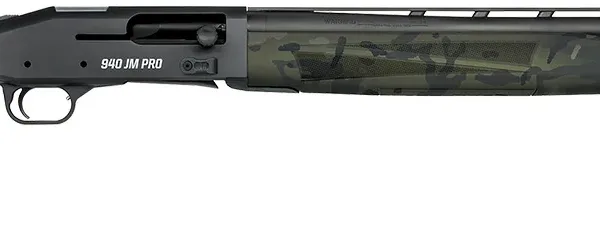 Mossberg 85166 940 Pro JM 12 Gauge 9+1 3" 24", Tungsten Gray Optic Cut Rec, Black Multicam Synthetic Furniture, Adj. Shim Stock, Gold Oversized Controls, HiViz Fiber Optic Sight, Ext. Chokes