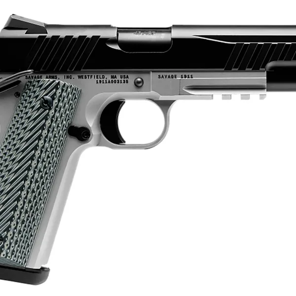Savage Arms 67208 1911 Government 9mm Luger 10+1 5" Black Stainless Steel Barrel, Black Nitride Serrated Stainless Steel Slide, Stainless Steel Frame w/Picatinny Rail, Black/Gray VZ Grip
