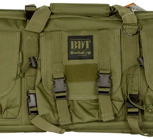 Bulldog BDT4037G BDT Tactical Single Green Nylon, 3 Accessory Pockets, Deluxe Padded Backstraps, Lockable Zippers & Padded