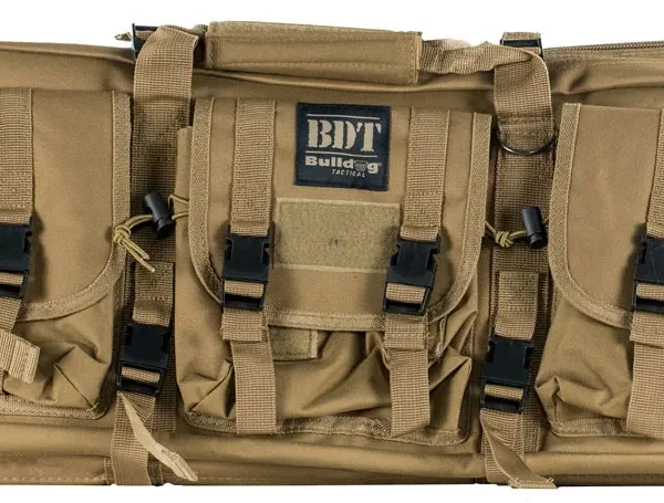 Bulldog BDT6043T BDT Tactical Double 43" Tan Nylon, 3 Accessory Pockets, Deluxe Padded Backstraps Lockable Zippers, Padded Internal Divider