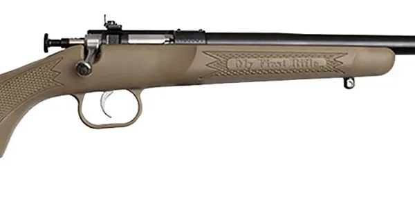 Crickett KSA2235 Youth  22 LR 1rd 16.12" Blued Barrel & Receiver, Fixed Front/Adjustable Rear Peep Sights, Desert Tan Synthetic Stock w/11.5" LOP, Rebounding Firing Pin Safety