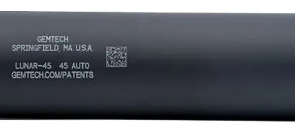 Gemtech 12126 Lunar-45  45 ACP 1.375" Black Aluminum/Titanium .578-28 tpi