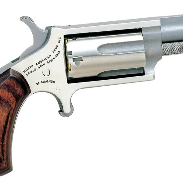 North American Arms 22M Mini-Revolver  22 WMR 5 Shot 1.63" Barrel, Overall Stainless Steel Finish, Rosewood Grip