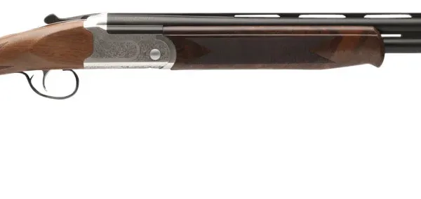 Stevens 22593 555 E 20 Gauge 3" 26" Over/Under Vent Rib Barrel, Silver Engraved Receiver, Oiled Turkish Walnut, Includes Five Chokes, Ambidextrous Hand