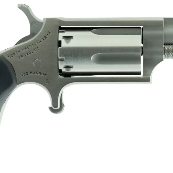 North American Arms 22MGRC Mini-Revolver  22 WMR 5rd 1.63" Barrel, Stainless Steel Barrel/Cylinder/Frame, Exclusive Black Pebbled Rubber Grip