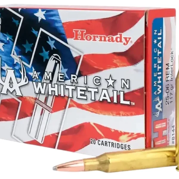 Hornady 8144 American Whitetail  25-06Rem 117gr InterLock Boat Tail Soft Point 20 Per Box/10 Case