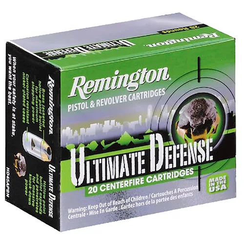 Remington Ammunition 28957 Ultimate Defense Full Size Handgun 40S&W 165gr Brass Jacketed Hollow Point 20 Per Box/25 Case