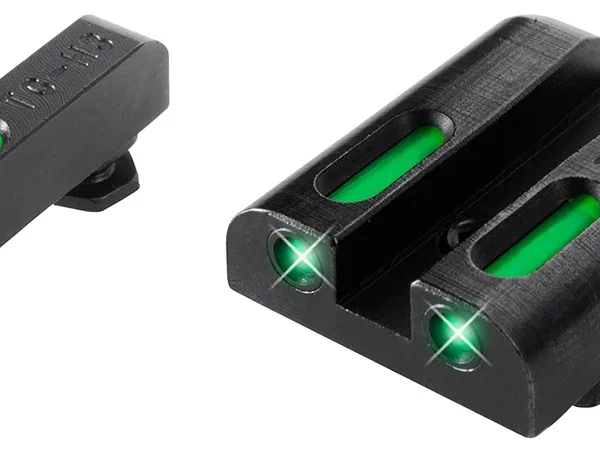 TruGlo TG13GL1A TFX  Low Green/White Outline Fiber Optic/Tritium Front/Green Fiber Optic/Tritium Rear/Black Nitride Fortress Frame, Compatible w/Most Glock Except MOS, Front Post/Rear Dovetail Mount