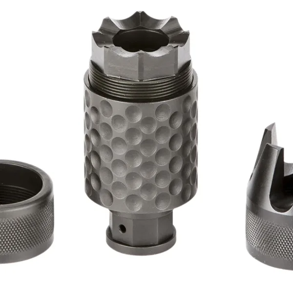 Spikes Tactical SAKB0200 Barking Spider2 Muzzle Brake Black Nitride 4140 Chromoly Steel with 5/8"-24 tpi Threads, 3.75" OAL & 1.40" Diameter for 30 Cal