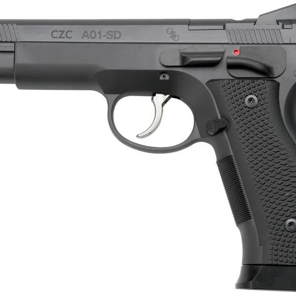 Cz Custom Shop 96333 A01-SD  9mm Luger 19+1 5" Match Grade Bull Barrel, Black Optic Cut/Serrated Steel Slide, Black Polycoat Steel Frame w/Beavertail, Black G10 Grip, Short Dustcover