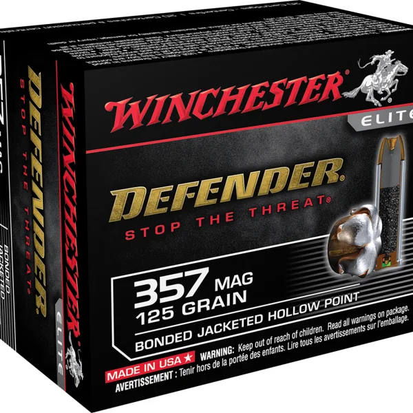 Winchester Ammo S357MPDB Defender  357Mag 125gr Bonded Jacket Hollow Point 20 Per Box/10 Case