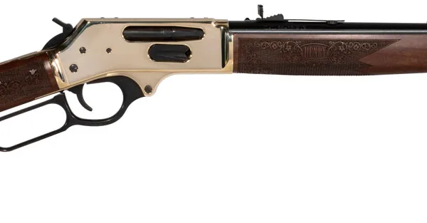 Henry H0243855 Side Gate  Full Size 38-55 Win 5+1 20" Blued Steel Barrel, Polished Brass Receiver, American Walnut Stock Right Hand