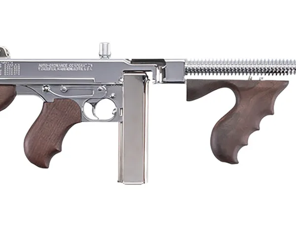 Thompson TI50DCR 1927A-1 Deluxe Carbine 45 ACP Caliber with 18" Barrel, 20+1 Capacity (Stick), 50+1 Capacity (Drum), Hard-Chrome Plated Metal Finish, American Walnut Stock Wood Grip Right Hand