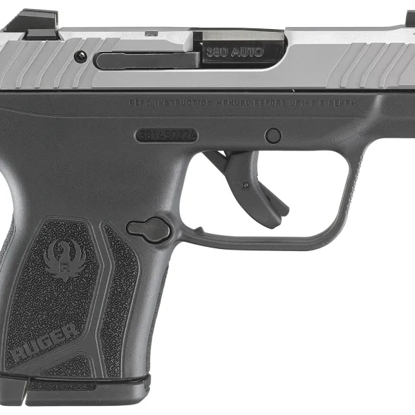 Ruger 13744 LCP Max  Compact 380 ACP 10+1 2.80" Black Oxide Steel Barrel, Matte Stainless Serrated Slide, Black Polymer Frame w/Serrated Trigger Guard w/Black Nylon Grip