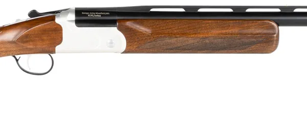 Stevens 23224 555 Compact Trap 12 Gauge 3" 1rd 26" Black Semi-Gloss Vent Rib Barrel, Silver Oiled Turkish Walnut Fixed Adjustable Comb Stock Ambidextrous Hand