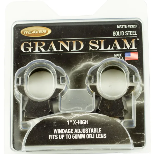 Weaver Mounts 49320 Grand Slam Windage Adjustable  Matte Black 1" Extra High