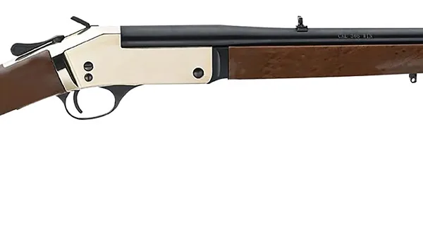 Henry H015B44 Single Shot  44 Rem Mag Caliber with 1rd Capacity, 22" Blued Barrel, Polished Brass Metal Finish & American Walnut Stock, Right Hand (Full Size)