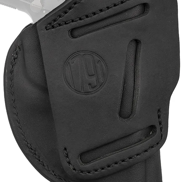 1791 Gunleather 4WH1SBLL 4-Way  IWB/OWB 01 Stealth Black Leather Belt Clip Fits 3-4" Barrel 1911 Left Hand