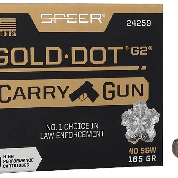 Speer 24259 Gold Dot Carry Gun 40S&W 165gr Hollow Point 20 Per Box/10 Case