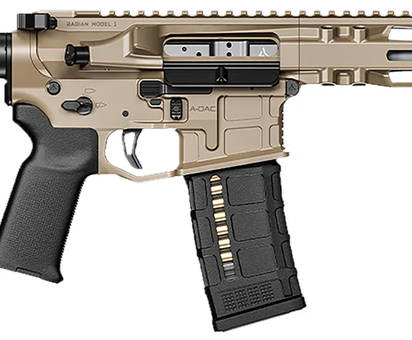 Radian Weapons R0504 Model 1 Pistol 300 Blackout 30+1 9", FDE Billet Rec/M-Lok Handguard, Smooth Buffer Tube (No Brace), Magpul Grip, Ambi Controls, Dead Air QD Flash Hider, Adj. Trigger