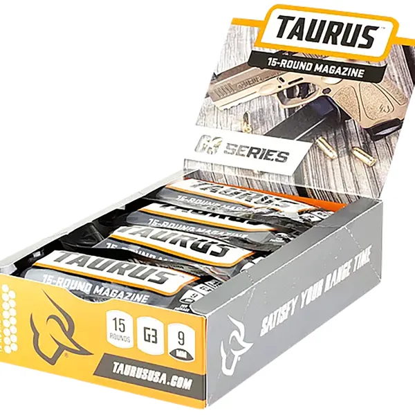 Taurus 389-0009-01 G3 Magazine Pop Display 15rd 9mm Luger Black Steel w/ Polymer Base Plate (12 Mags)