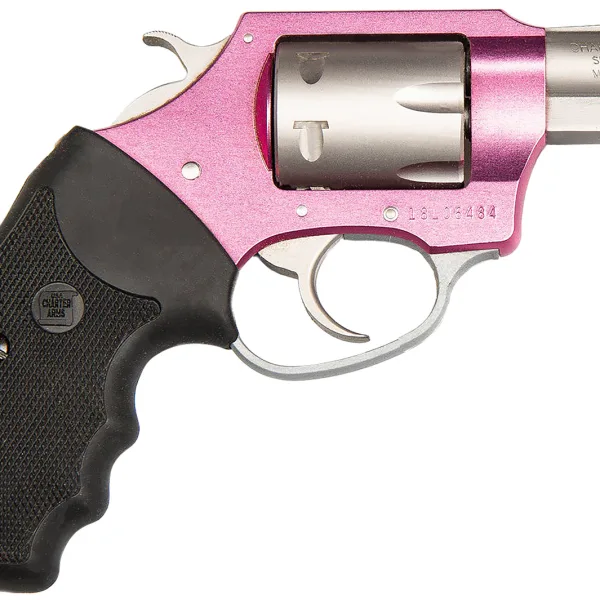 Charter Arms 52330 Pathfinder Pink Lady Small Frame 22 WMR 8 Shot 2" Stainless Steel Barrel, Pink Cerakote Aluminum Frame,  Stainless Cylinder, Black Finger Grooved Rubber Grip, Exposed Hammer