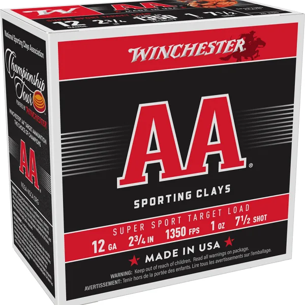 Winchester Ammo AASCL127 AA Super Sport Sporting Clay 12Gauge 2.75" 1oz 7.5Shot 25 Per Box/10 Case