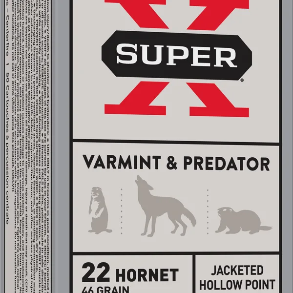 Winchester Ammo X22H2 Super X  22Hornet 46gr Jacketed Hollow Point 50 Per Box/10 Case