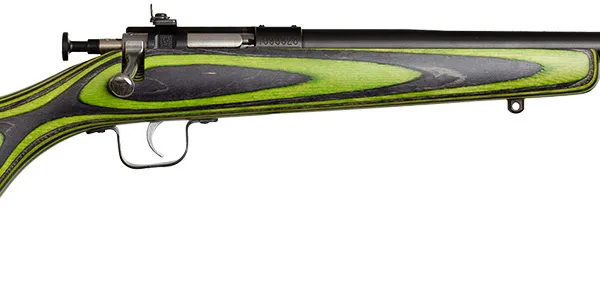 Crickett KSA2231 Youth  22 LR 1rd 16.12" Blued Barrel & Receiver, Fixed Front/Adjustable Rear Peep Sights, Green/Black Laminate Stock w/11.5" LOP, Rebounding Firing Pin Safety