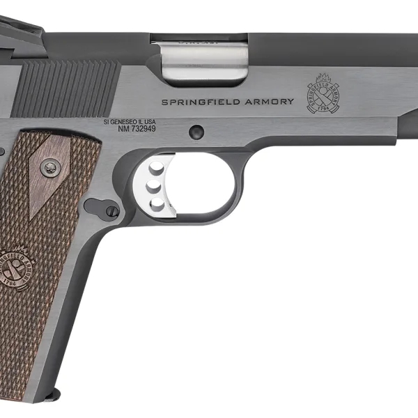 Springfield Armory PX9419 1911 Garrison 9mm Luger 9+1, 5" Stainless Match Grade Steel Barrel, Blued Serrated Carbon Steel Slide, Carbon Steel Frame w/Beavertail, Thin-Line Wood Grip