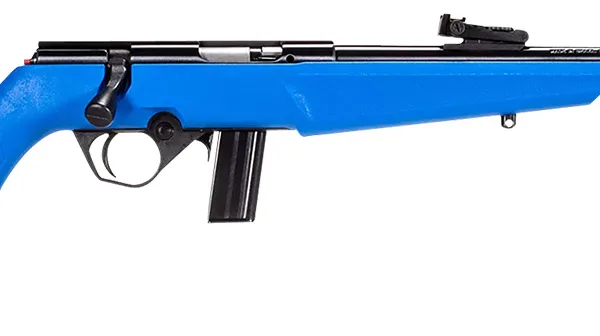 Rossi  RB22  Compact 22 LR 10+1, 16" Matte Black Button Rifled Free Floating Steel Barrel, Matte Black Stainless Steel Receiver, Blue Monte Carlo Stock, Right Hand